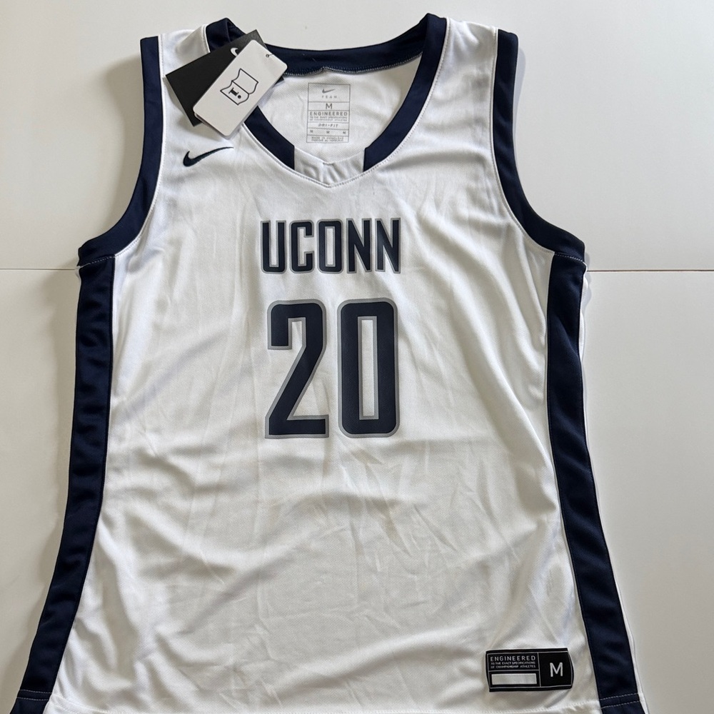 Nike UConn White and Navy Basketball Jersey
